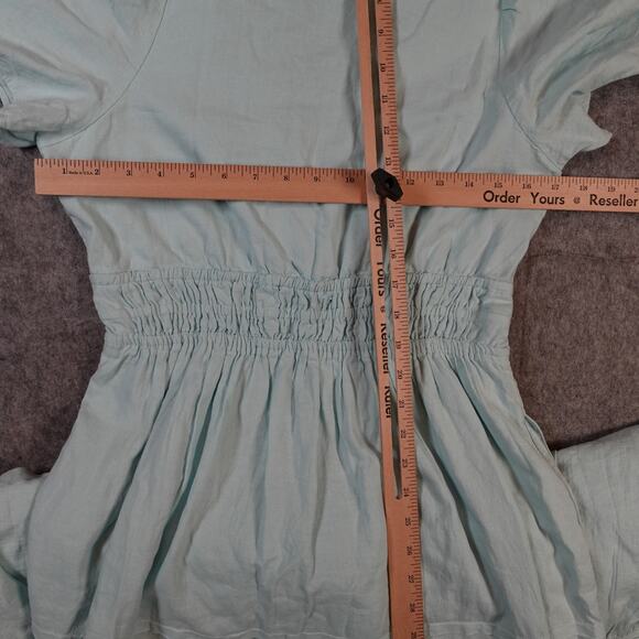 Anthropologie Dress Womens Small Somerset Maxi Linen Blend Light Sky Blue Tiered - Picture 9 of 10